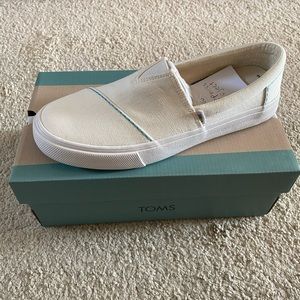 TOMS Happiness Project White Canvas Alpargata Slip On